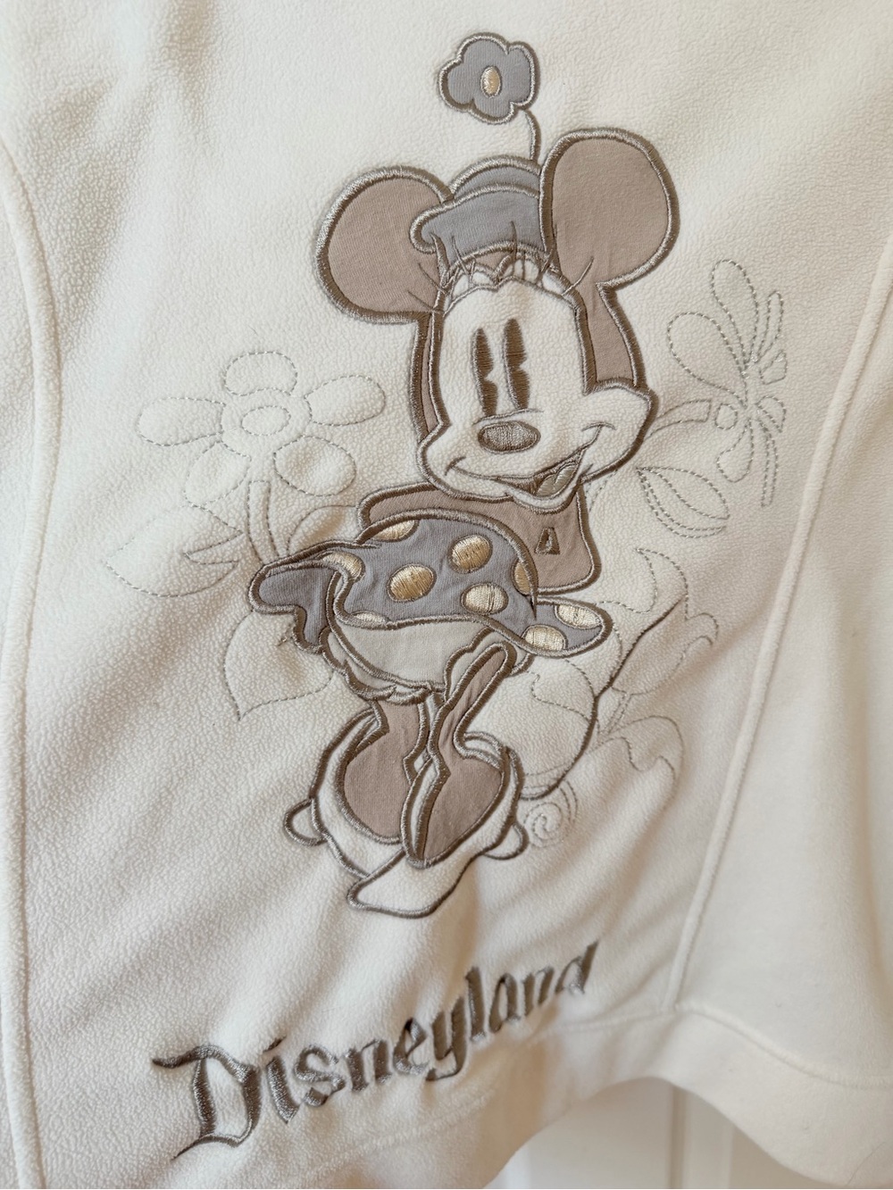 Disney Cream Minnie Mouse Embroidered Fleece Jacket